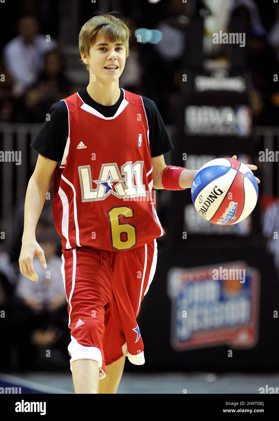 Justin Bieber attending the 2011 BBVA NBA All-Star Celebrity Game held