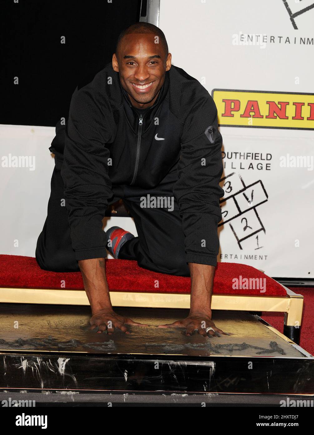 Los Angeles Lakers shooting guard Kobe Bryant attends his hand and footprint ceremony at the Graumans Chinese Theater in Hollywood, USA. Stock Photo