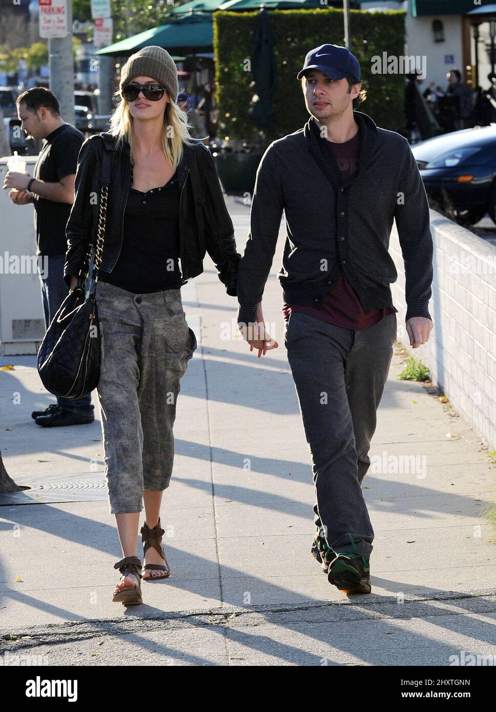 Zach Braff and girlfriend Taylor Bagley have lunch at Urth Cafe in Los