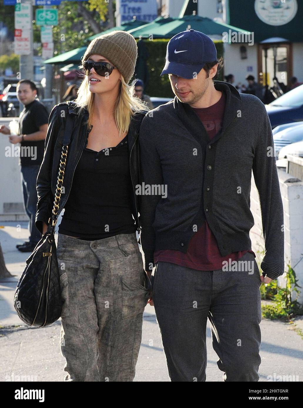 Zach Braff and girlfriend Taylor Bagley have lunch at Urth Cafe in Los