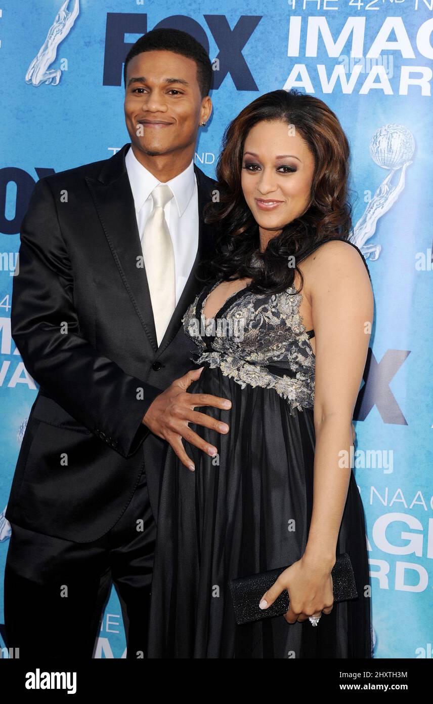 Cory Hardrict and Tia Mowry arriving at The 42nd NAACP Image Awards at ...