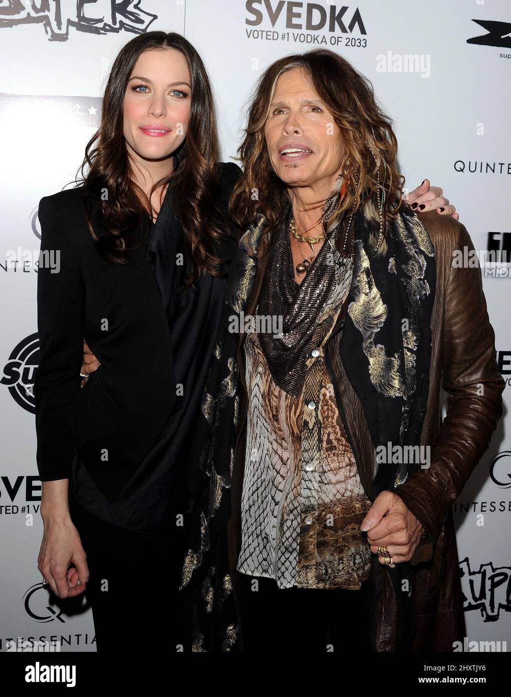 Liv Tyler and father Steven Tyler during the 'Super' Los Angeles Premiere held at the Egyptian Theatre, Hollywood, California Stock Photo