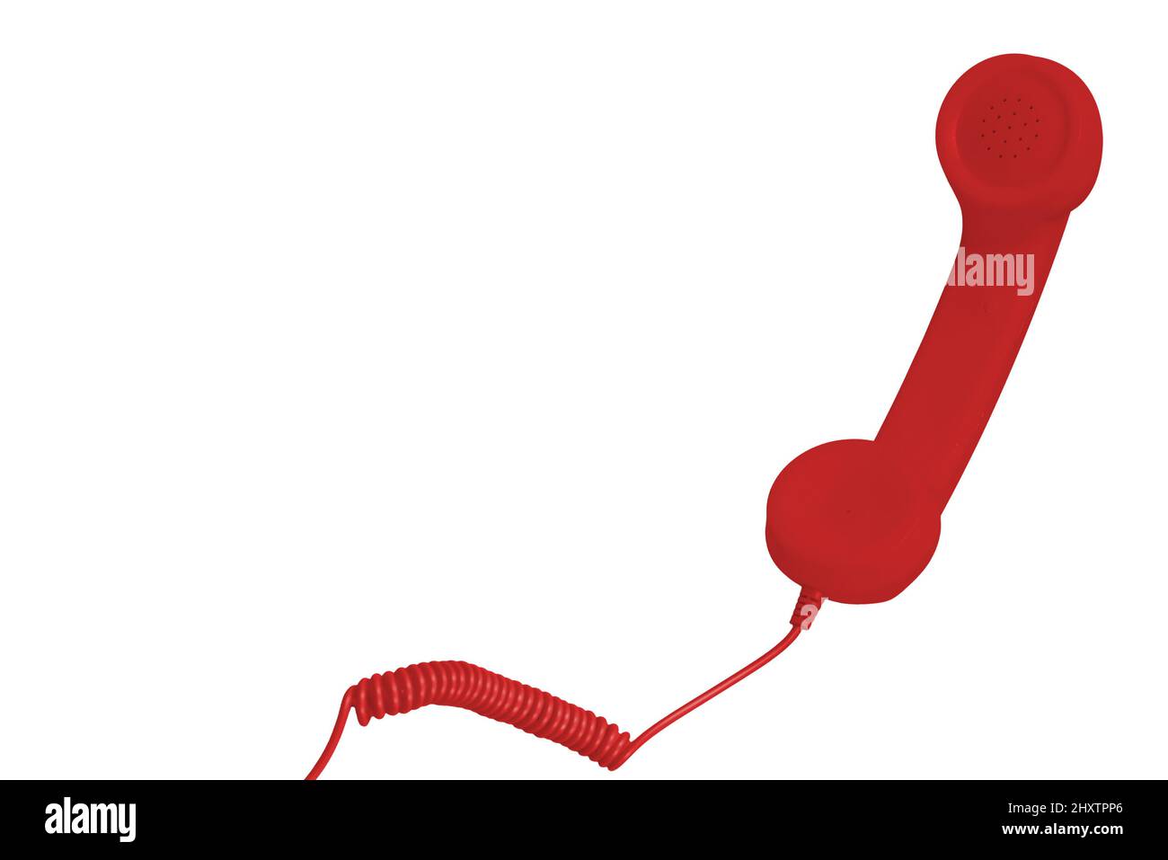 Red handset isolated on white background. Stock Photo