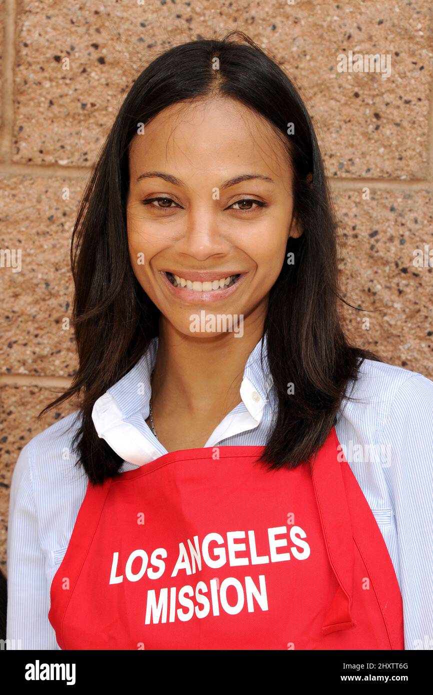 Zoe Saldana at the LA Mission Easter for the Homeless event, held at