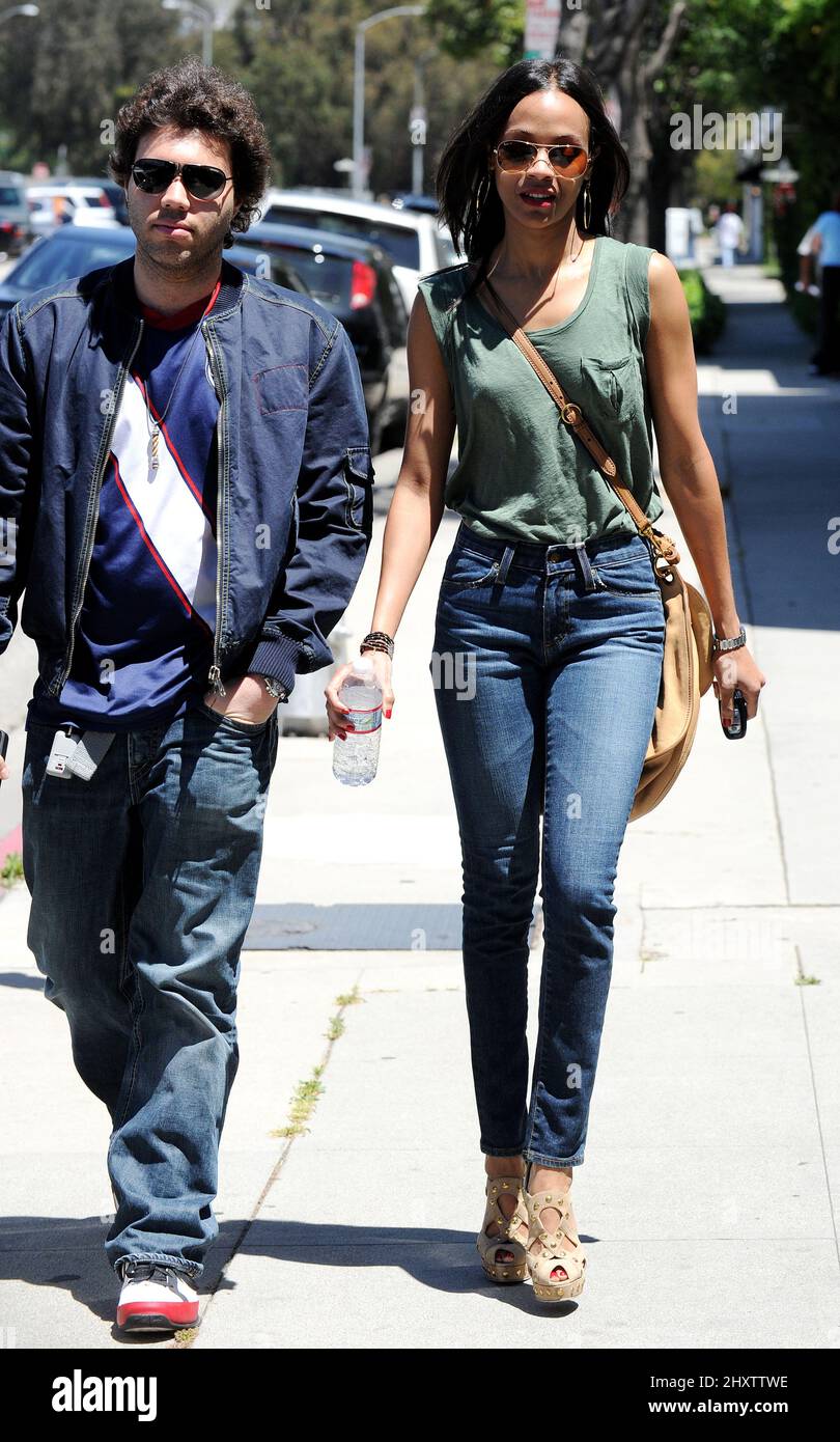 Zoe Saldana and a mystery man seen out and about in Los Angeles, CA. Stock Photo