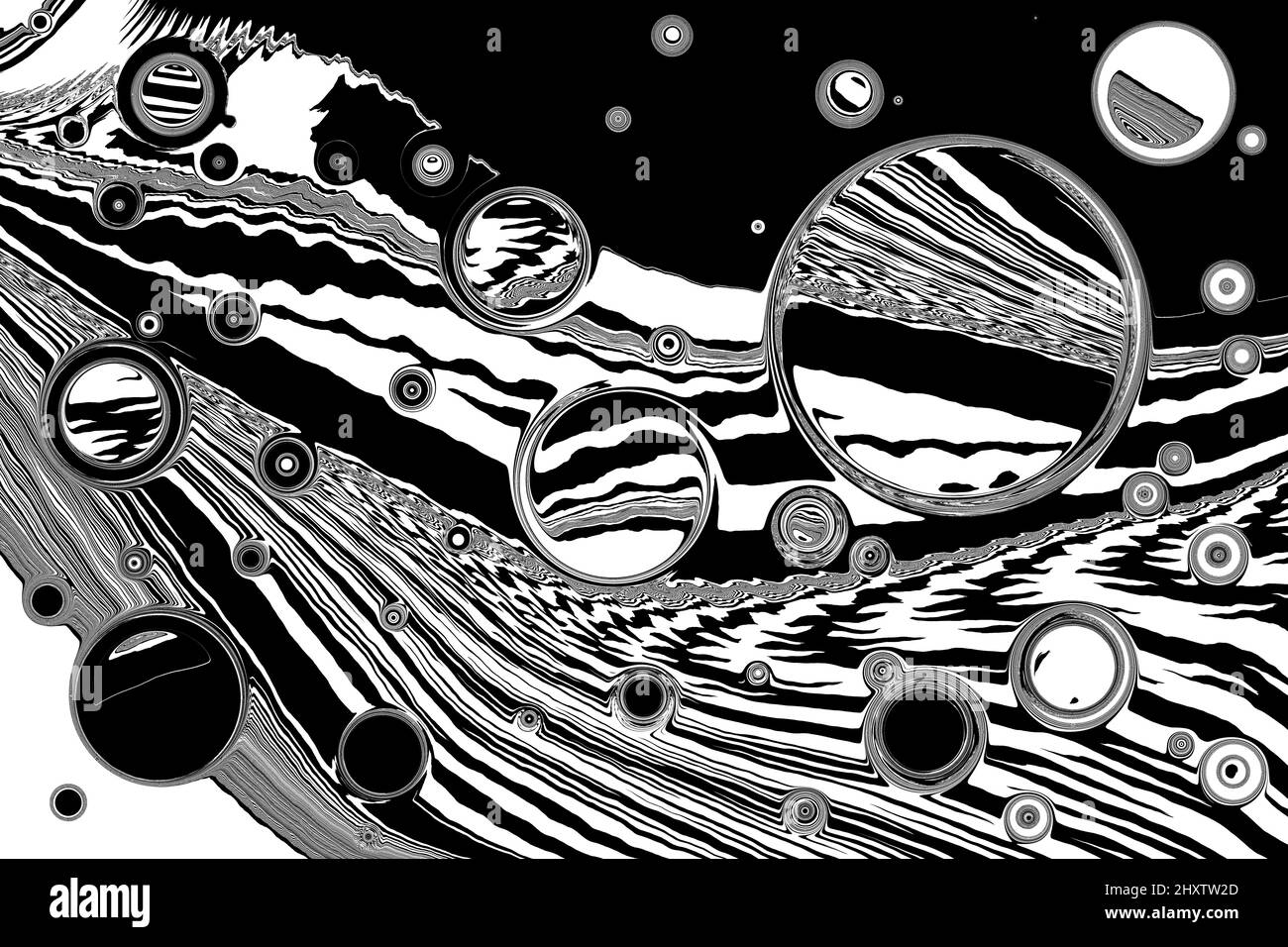 Illustration of a Surreal Abstract Black and White Op Art Stock Photo ...