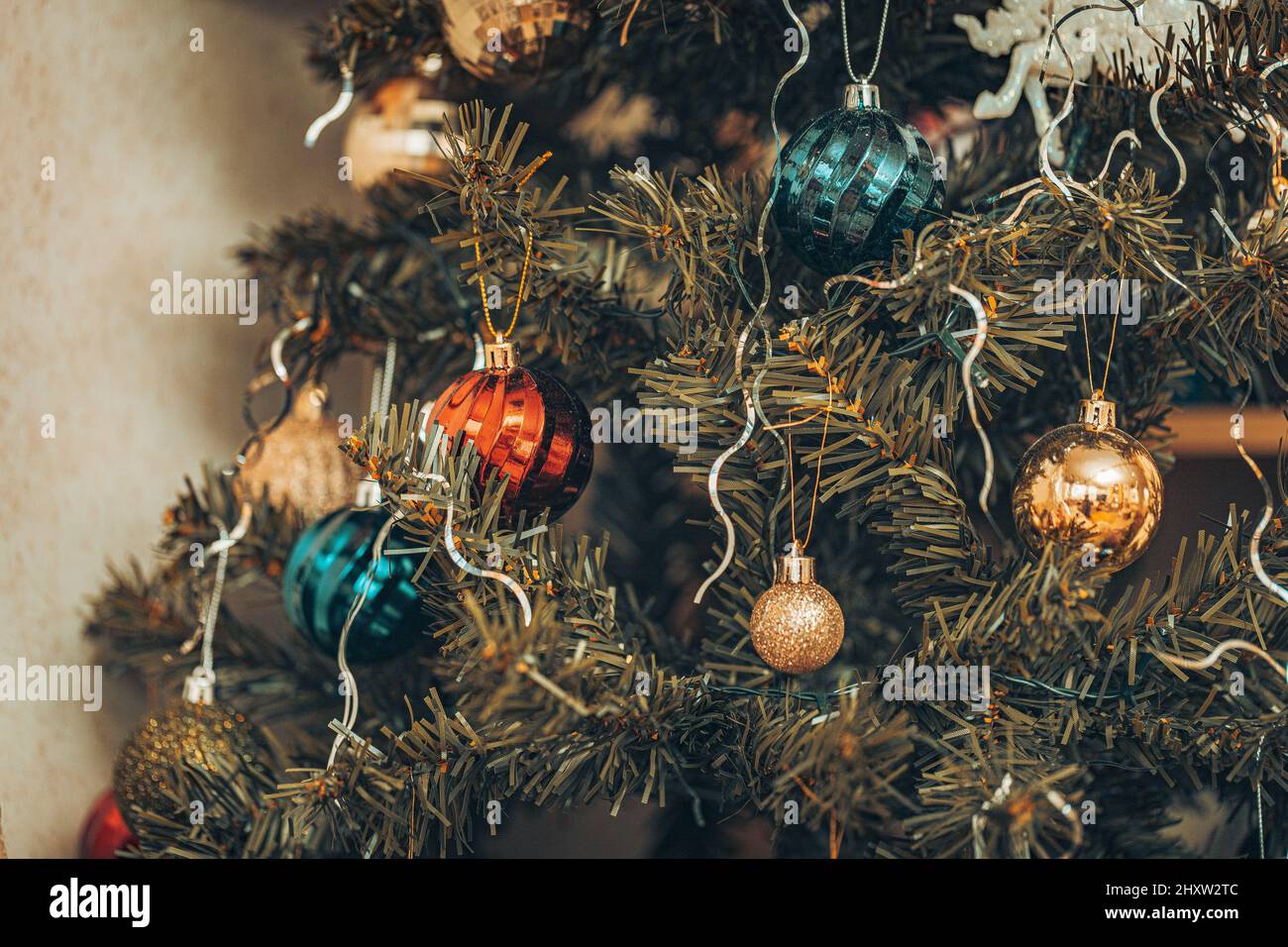 Closeup shot of a decorated Christmas tree - Holidays concept Stock ...