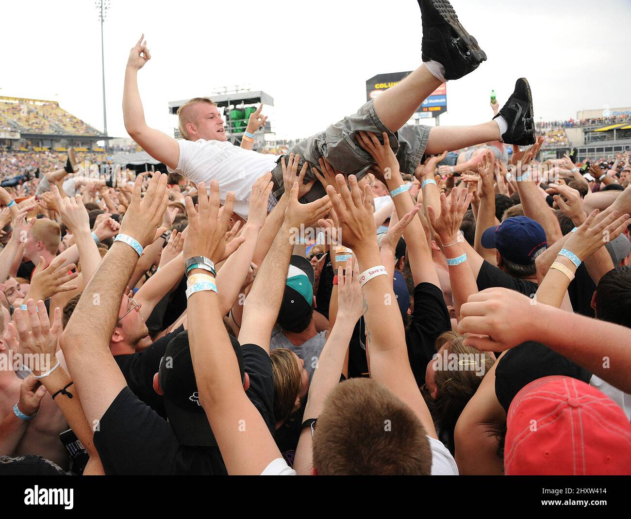General atmosphere at Rock on the Range Music Festival that took place at the Crew Stadium. Stock Photo