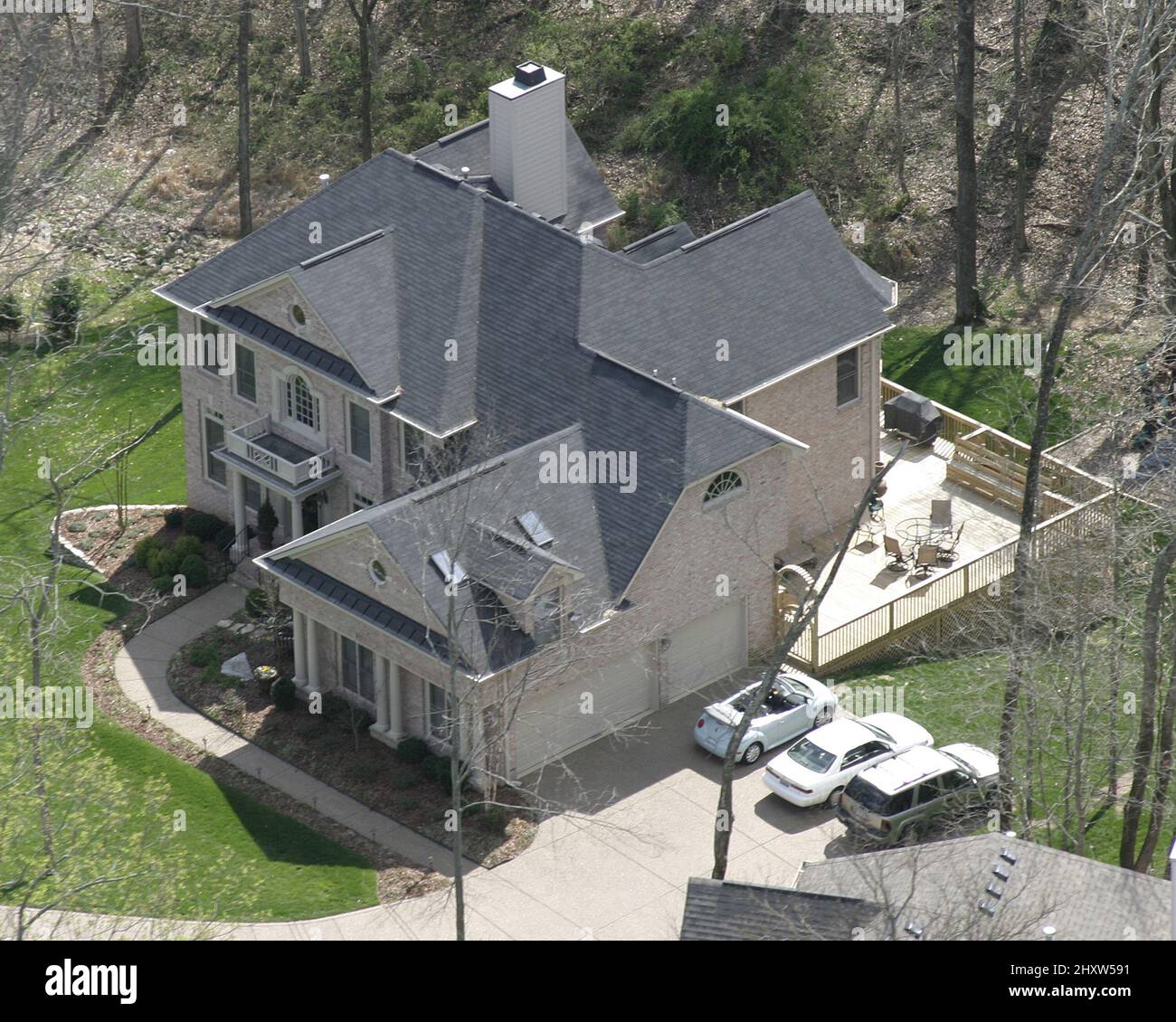 General view of the home of country singer Trace Adkins before it burned to the ground at the weekend Stock Photo