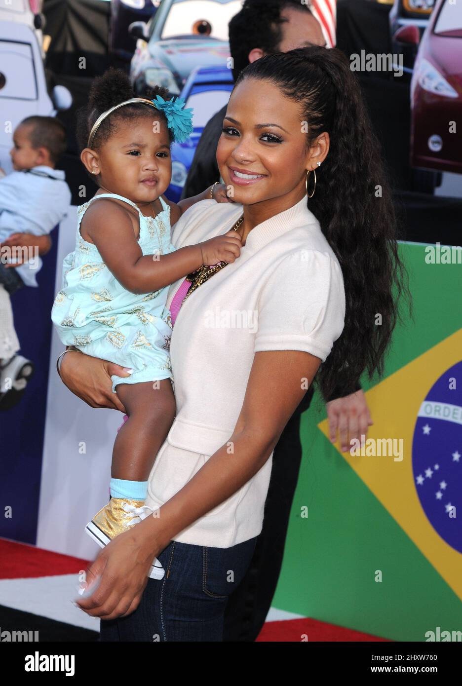 Christina Milian and daughter Violet at the world premiere of "Cars 2