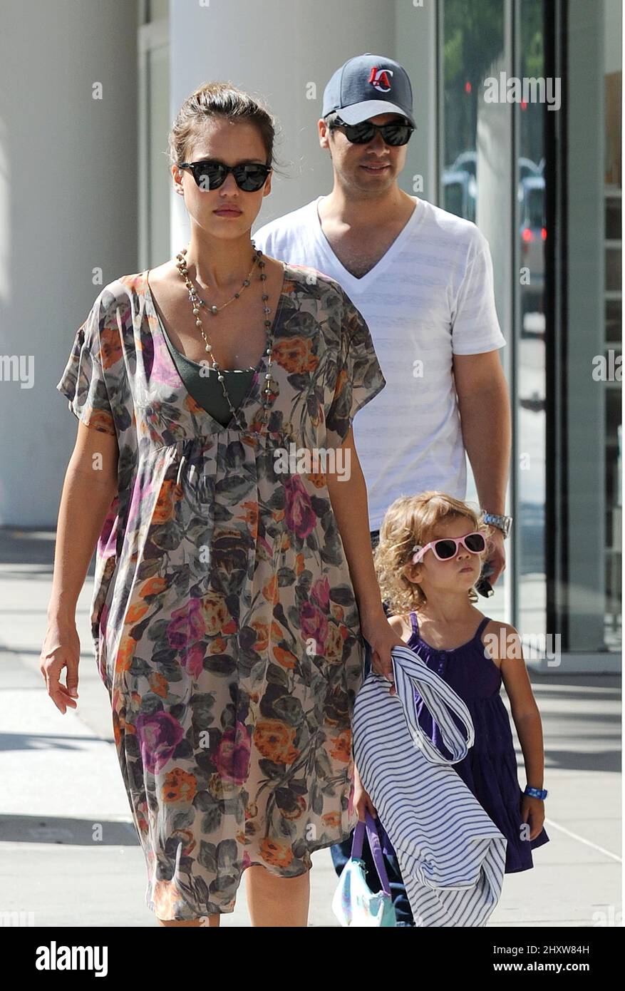 Jessica Alba, Cash Warren and daughter Honor Marie Warren are seen out