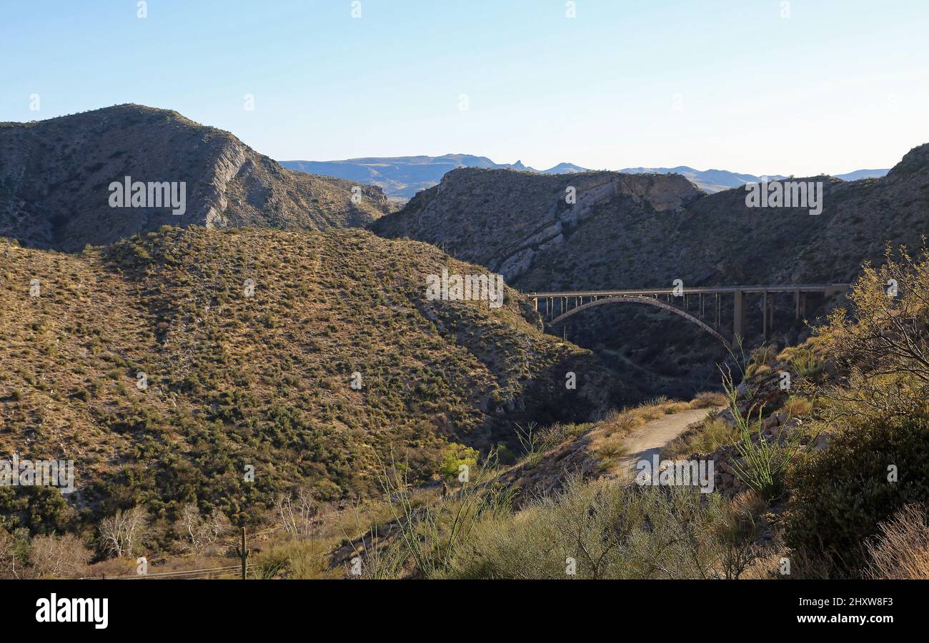 View at Queen Creek bridge, Arizona Stock Photo Alamy