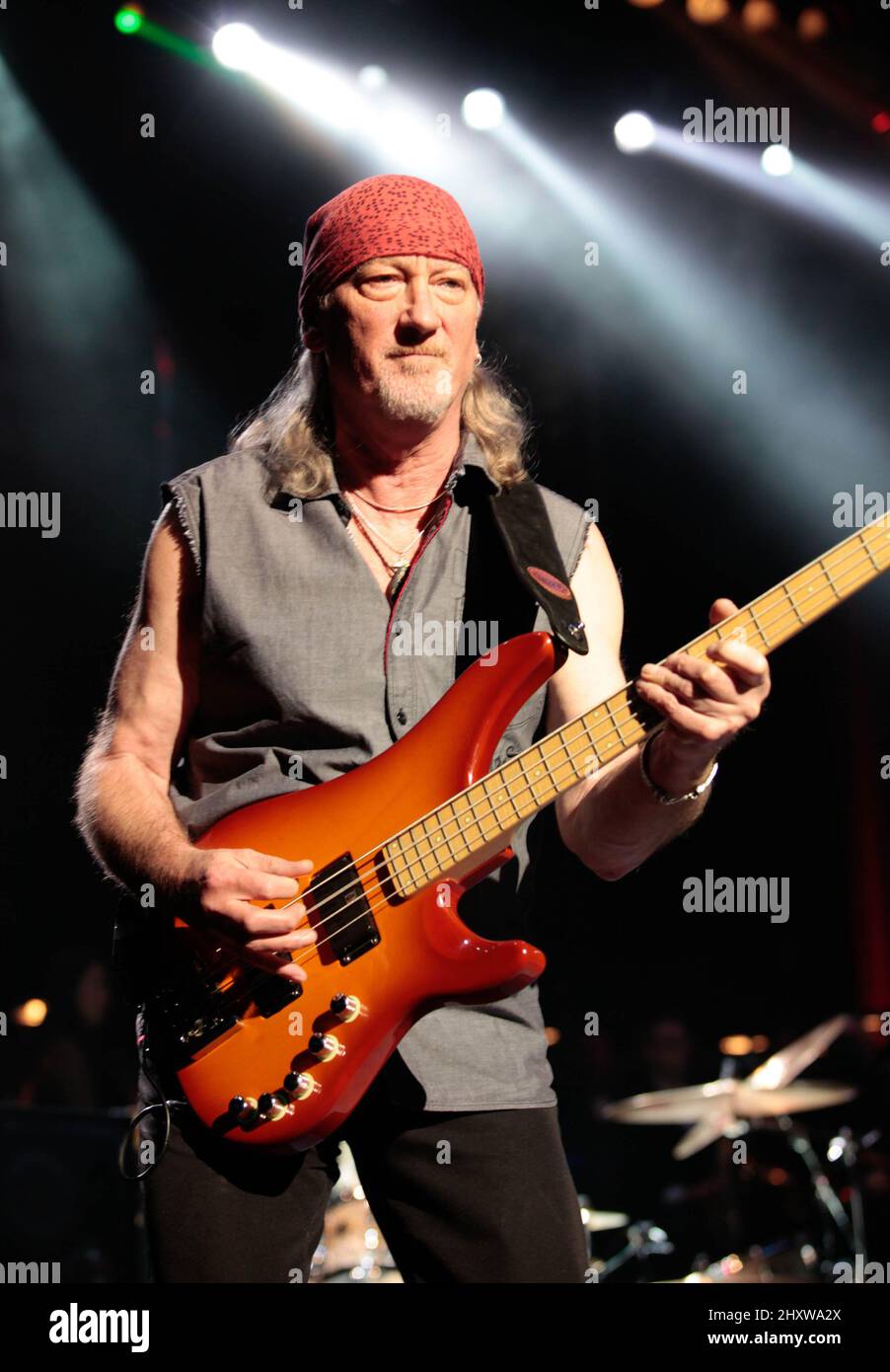 Roger Glover of Deep Purple performs live during the Deep Purple 2011 Tour at Bethel Woods Center for the Arts in New York, USA.SA.COM Stock Photo