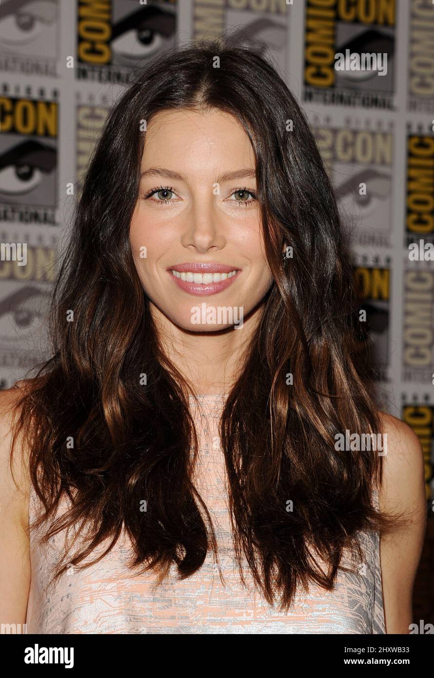 Jessica Biel at the 'Total Recall' Press Conference held at convention Center Stock Photo