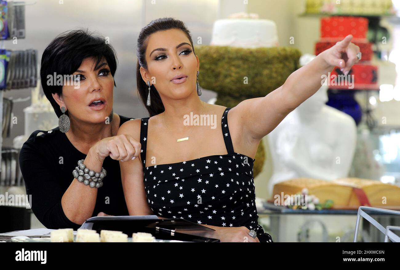 Kim Kardashian and Kris Jenner are seen wedding cake shopping at Hansen