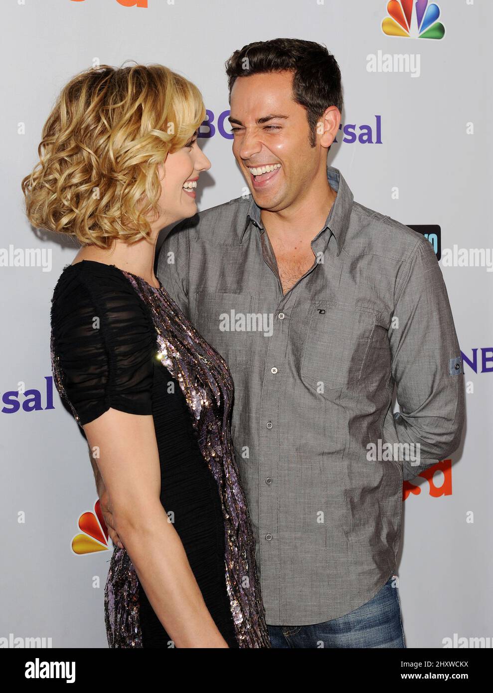 Yvonne Strahovski and Zachary Levi during the NBC Universal Press Tour All  Star Party held at the The Bazaar at the SLS Hotel, California Stock Photo  - Alamy
