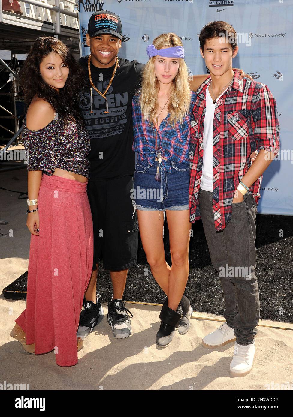 Fivel Stewart, Tristan Wilds, Gillian Zinser and Booboo Stewart during the 2011 Hurley Walk The Walk National Championship which is hosted By Vanessa Hudgens, California Stock Photo