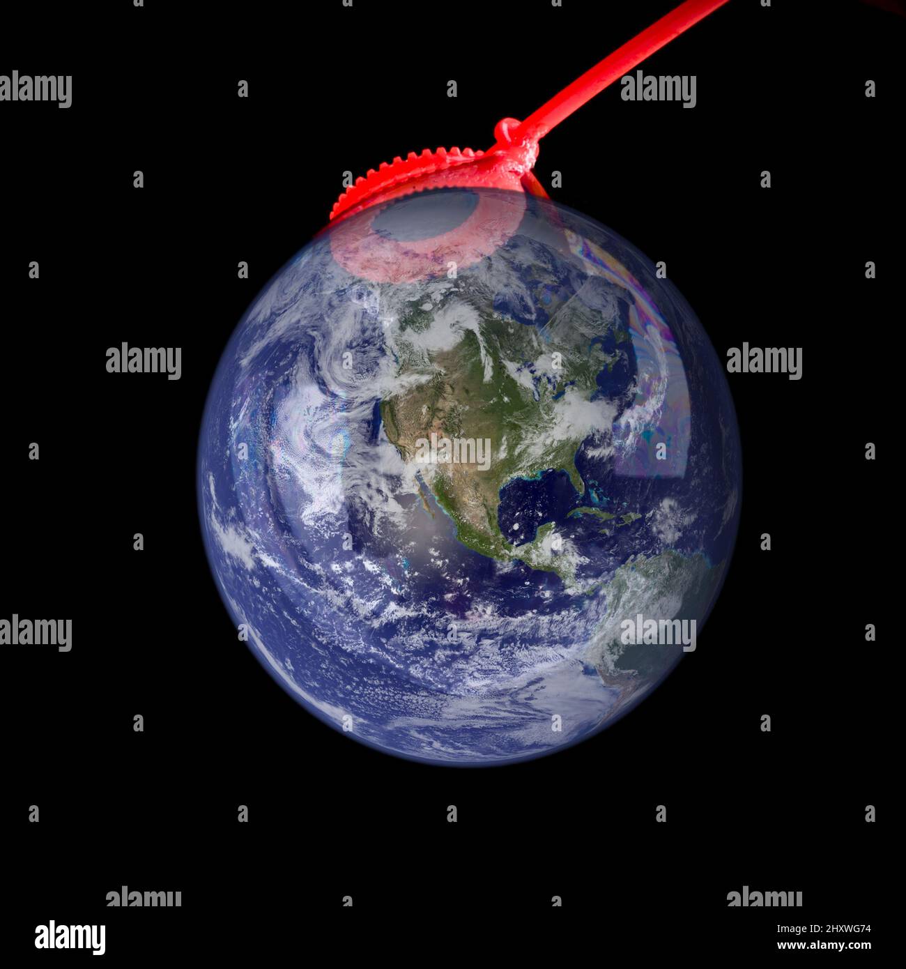 Fragile Earth in a bubble. (Elements of this image furnished by NASA in ...