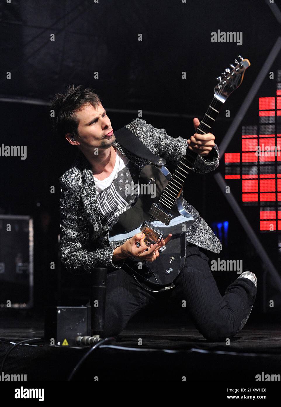 Matthew Bellamy, Muse at the Outside Lands Music & Arts Festival that took place inside Golden Gate Park, San Francisco. Stock Photo