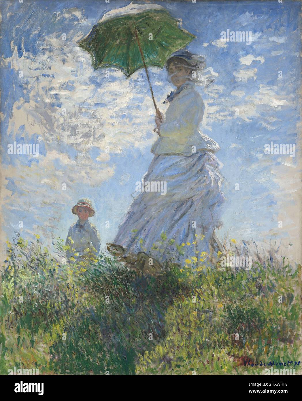 Woman with a Parasol - Madame Monet and Her Son oin on canvas painting created by impressionist Claude Monet in 1875 Stock Photo
