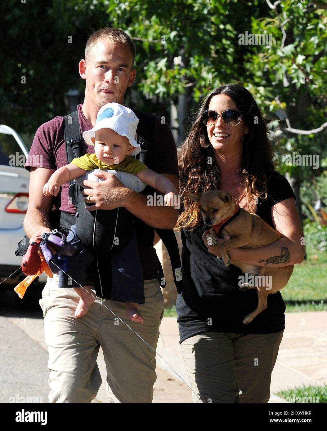 Alanis Morissette, husband Mario Treadway and son Ever are seen out and