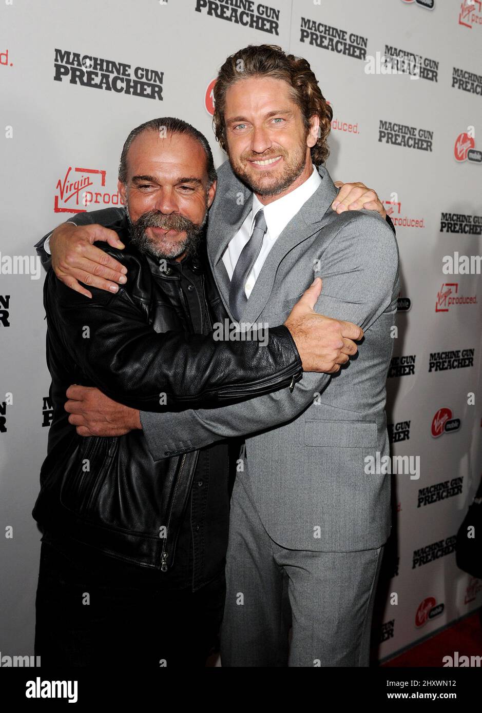 Sam Childers and Gerard Butler arriving for the "Machine Gun Preacher
