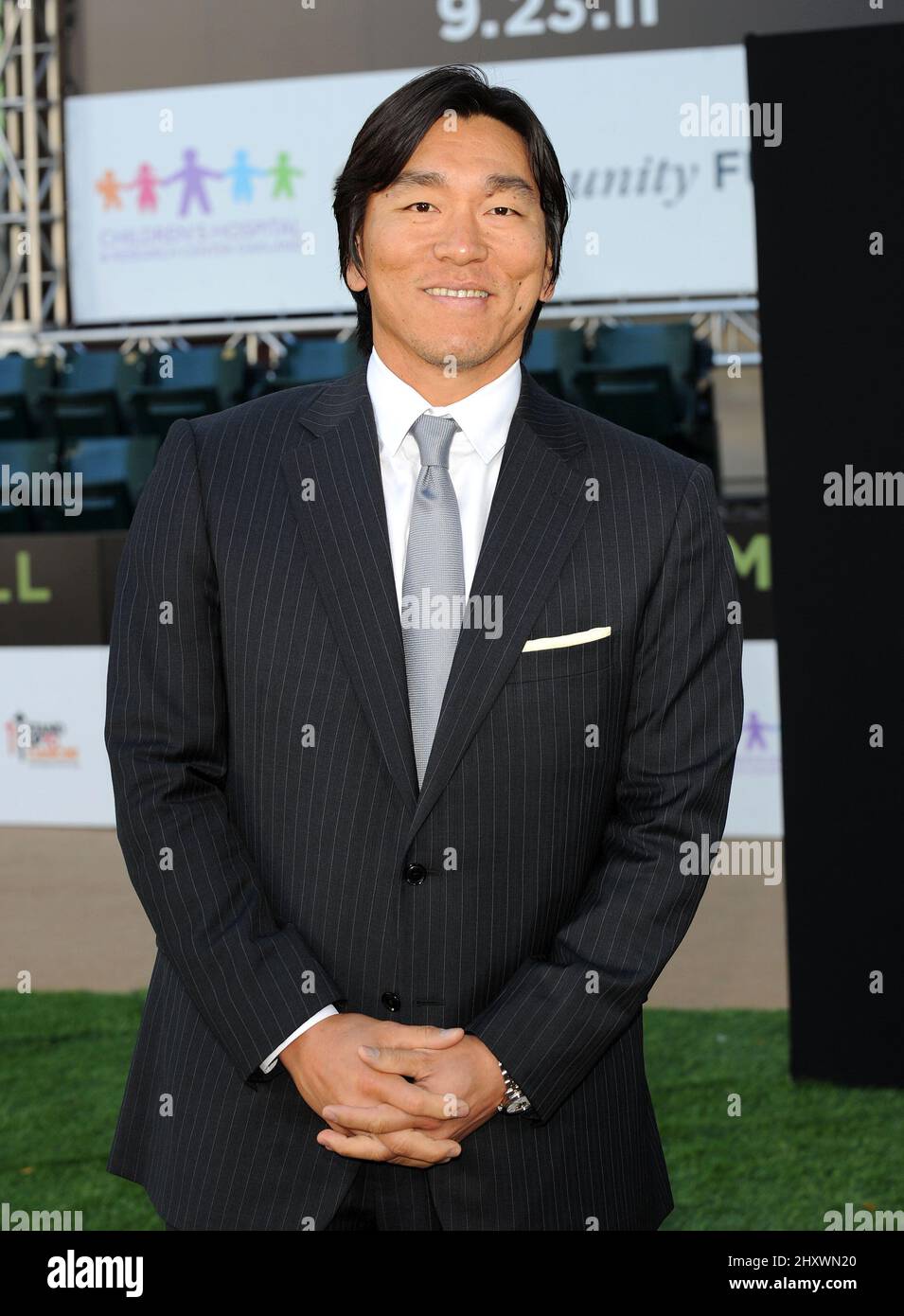 Hideki Matsui arriving at the 'Moneyball' World Premiere held at the Paramount Theatre of Arts in Oakland in California, USA. Stock Photo