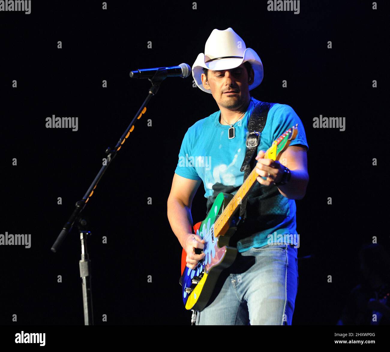 Brad Paisley during the 2011 H20 II Wetter and Wilder Tour on the the closing night of the World Tour that made a stop at the Time Warner Cable Music Pavilion, North Carolina Stock Photo