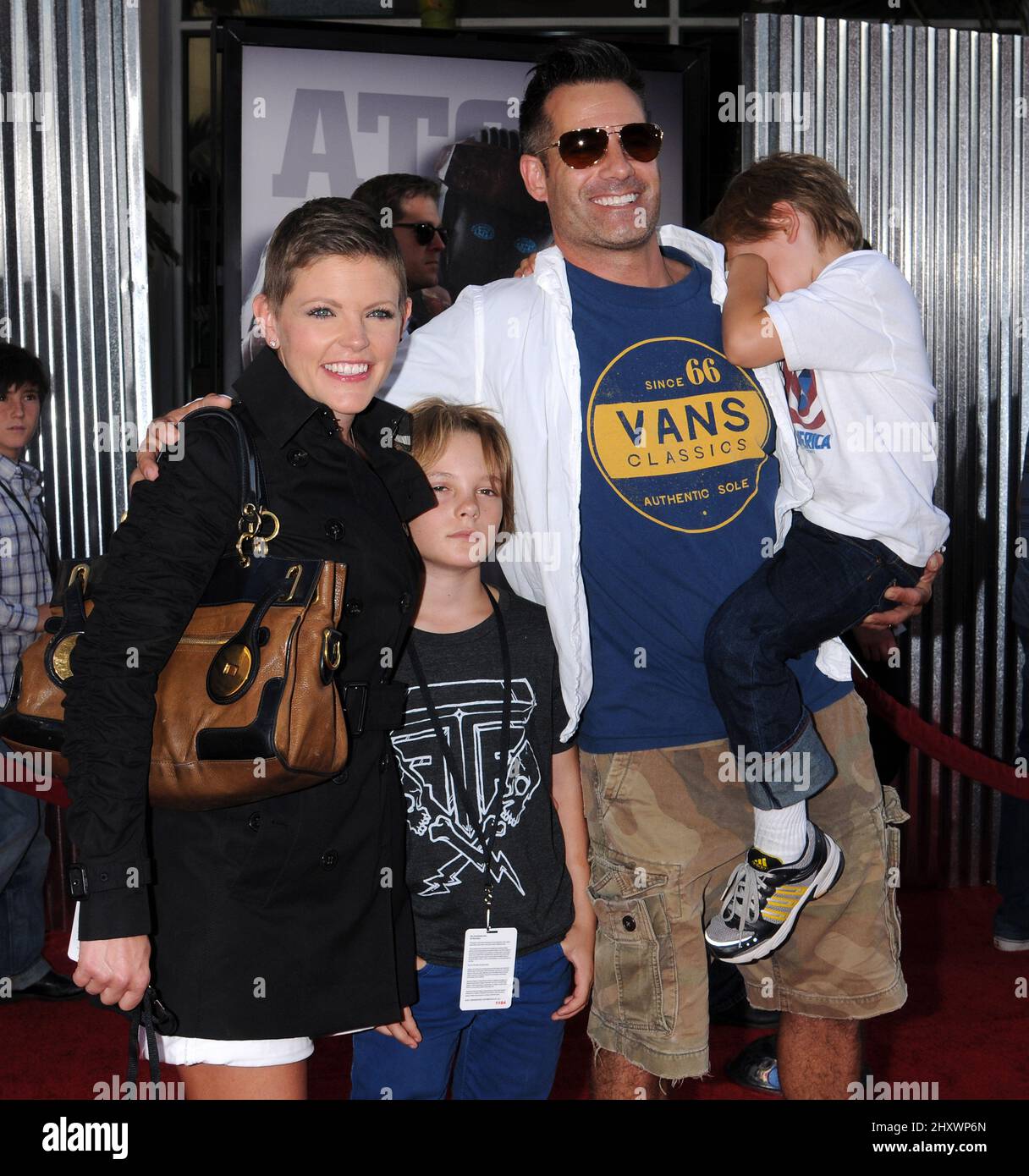 Natalie Maines, Adrian Pasdar, sons Jackson and Beckett attending the