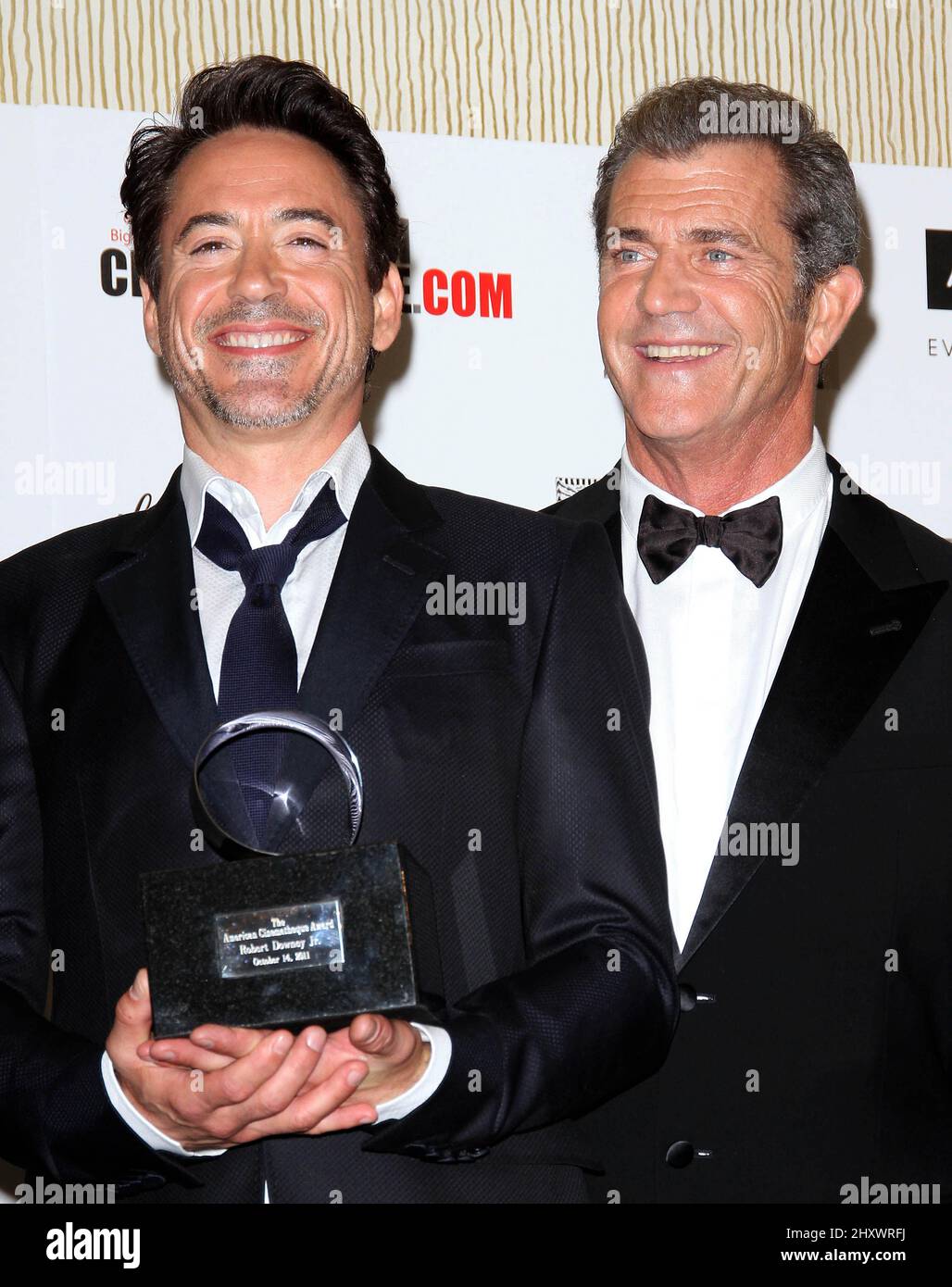 Robert Downey Jr. and Mel Gibson during the The 25th American Cinematheque Award Honoring Robert
