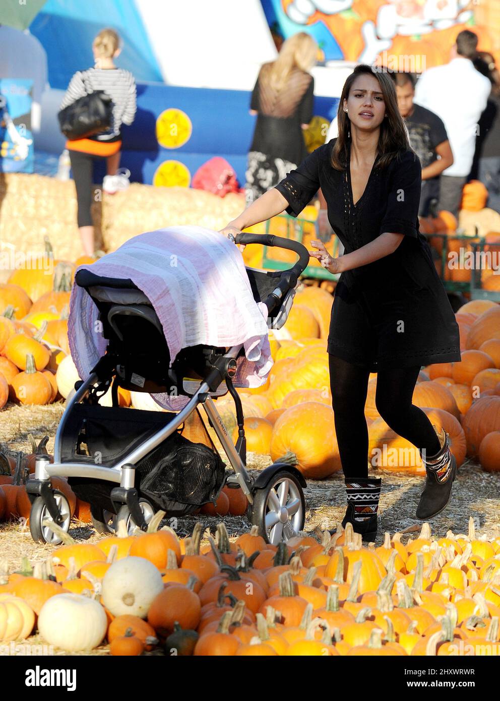 Jessica Alba and Haven Warren at Mr Bones Pumpkin Patch in Los Angeles