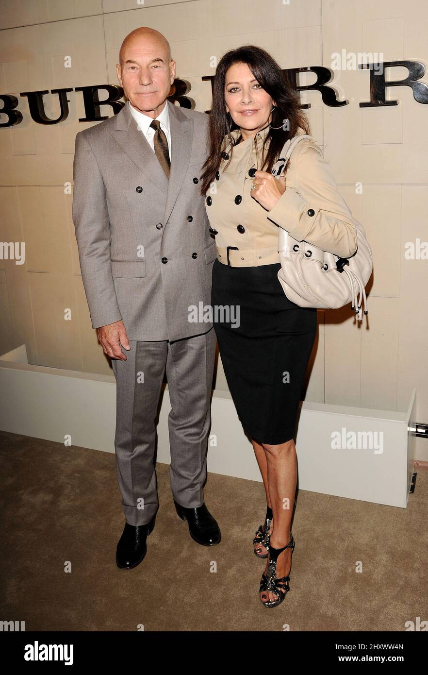 Patrick Stewart and Marina Sirtis during the 'Burberry Body' Burberry Fragrance Launch Party held at Burberry, California Stock Photo