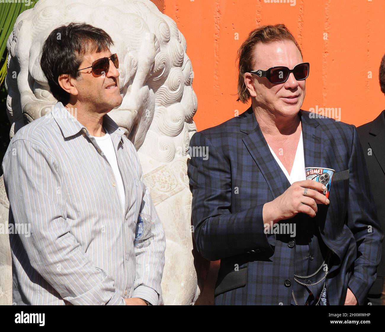 Elie Samaha and Mickey Rourke at Hand and Footprint Ceremony at Grauman ...