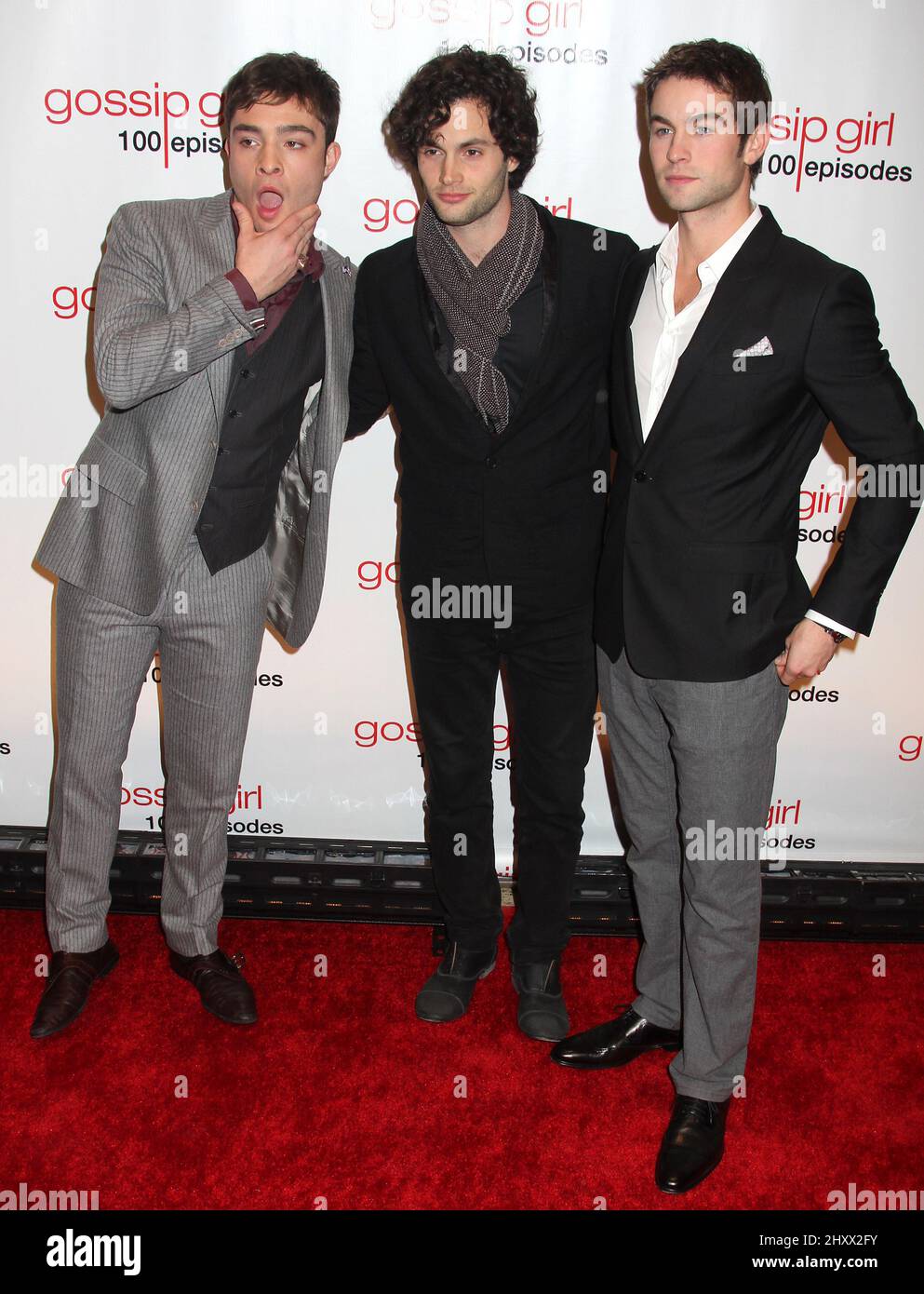 Penn Badgley, Ed Westwick and Chace Crawford at the 'Gossip Girl' 100th episode celebration at Cipriani Wall Street in New York Stock Photo