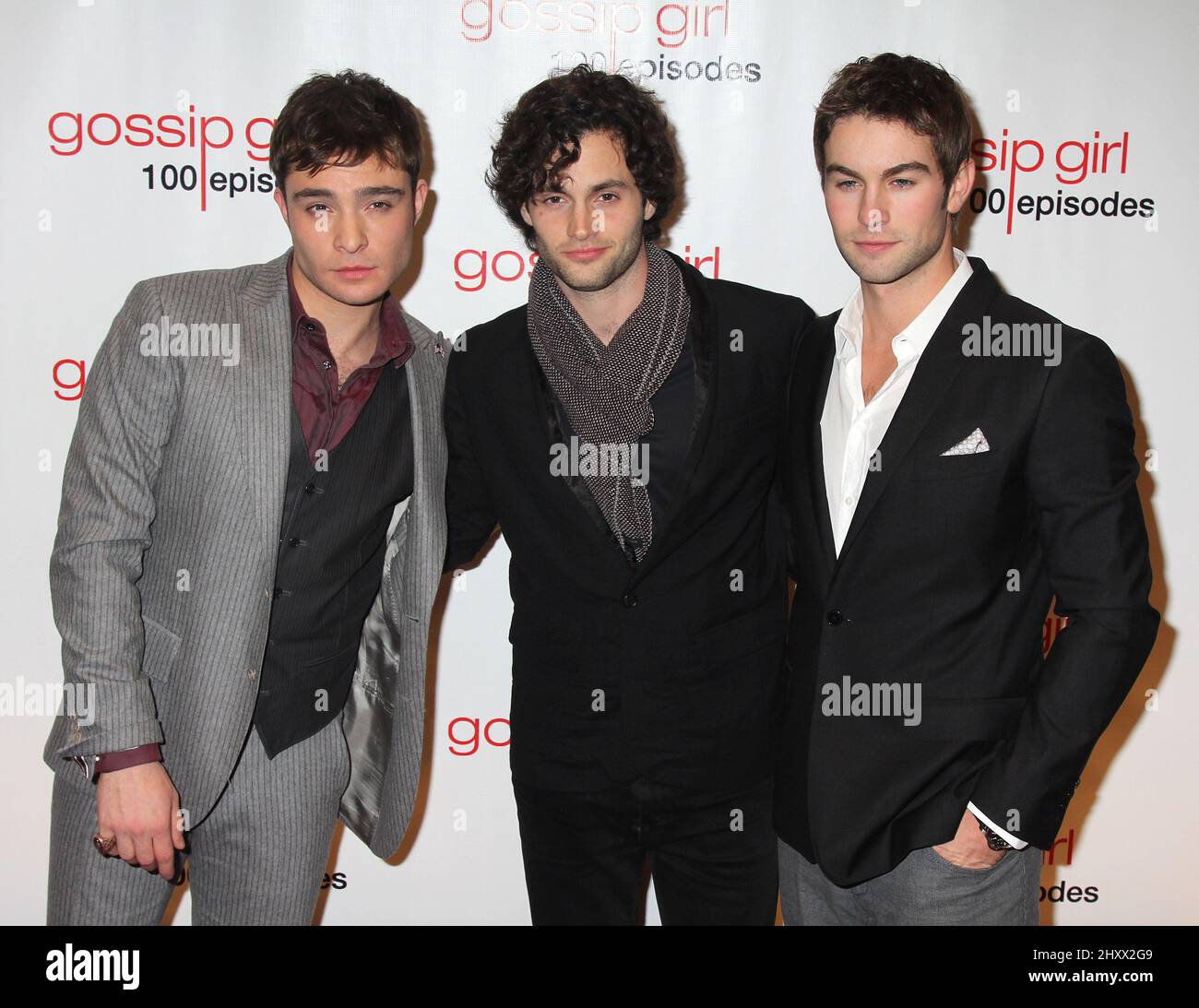 Penn Badgley, Ed Westwick and Chace Crawford at the 'Gossip Girl' 100th episode celebration at Cipriani Wall Street in New York Stock Photo