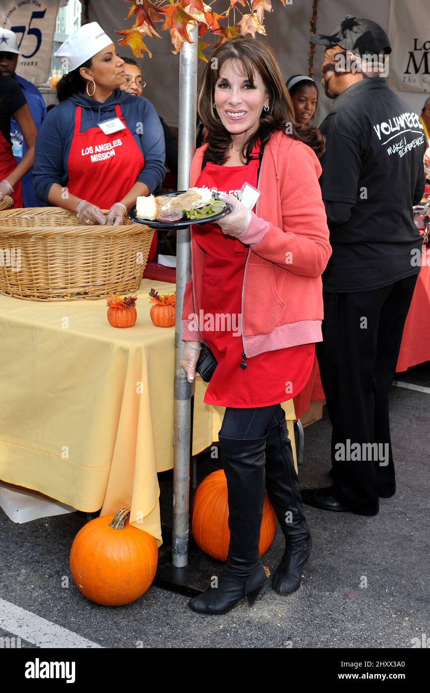 Kate Linder attending LA Mission 'Homeless' Thanksgiving held on Skid Row in Los Angeles, USA. Stock Photo
