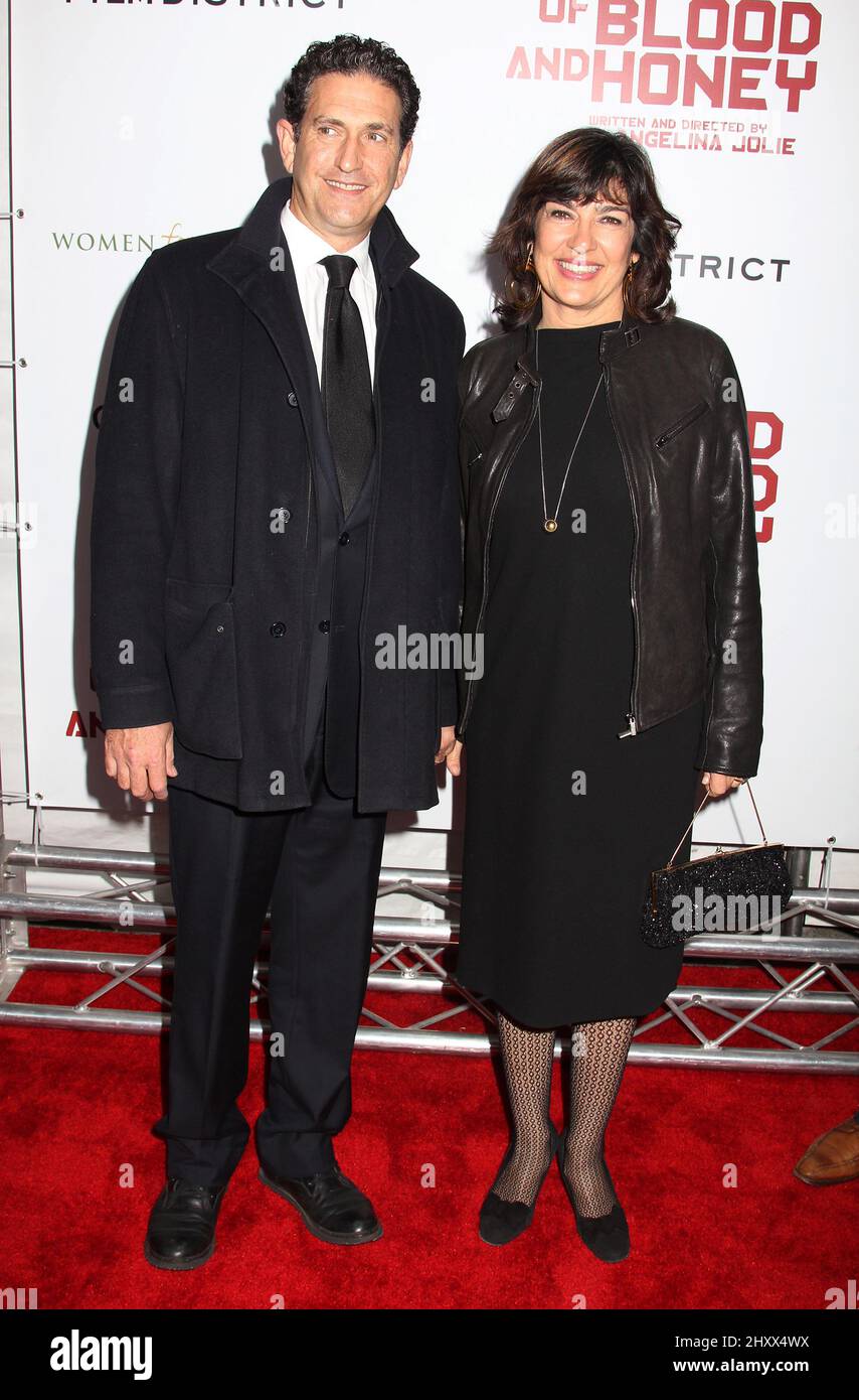 Christianne Amanpour and Jamie Rubin during the premiere of 'In the Land of Blood and Honey' at The School of Visual Arts Theater in New York City. Stock Photo