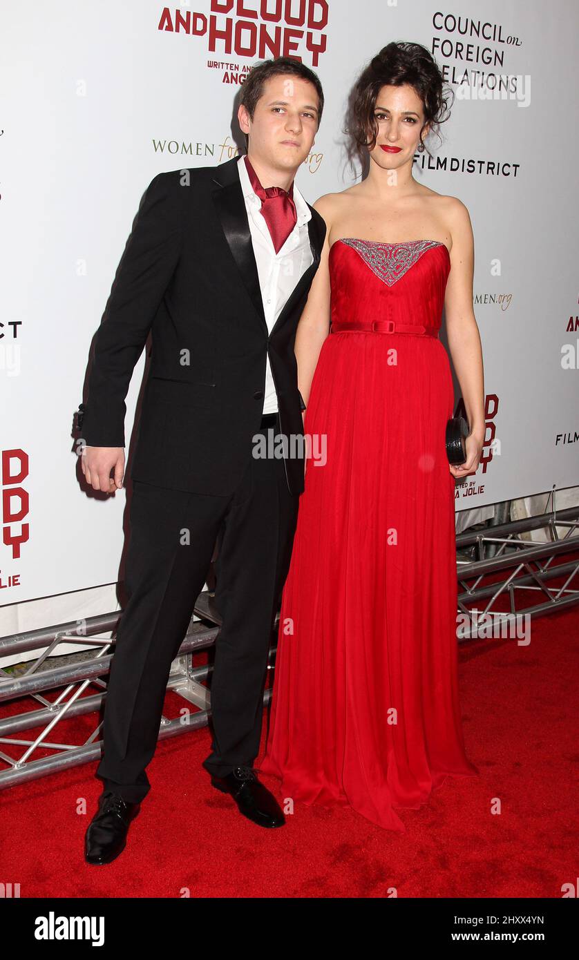Emin Kaprkanovic and Zana Marjanovic during the premiere of 'In the Land of Blood and Honey' at The School of Visual Arts Theater in New York City. Stock Photo