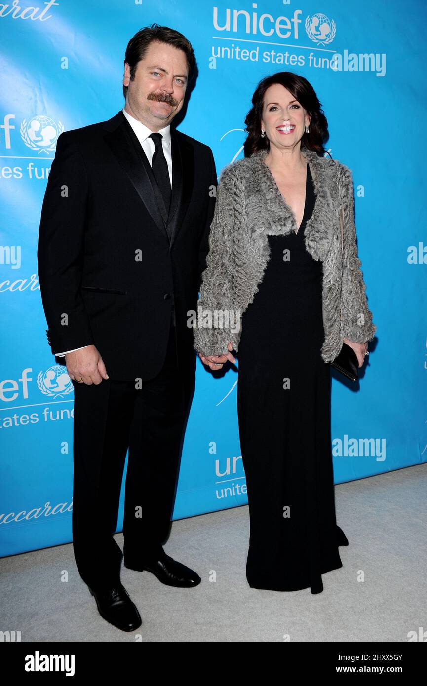 Megan Mullally and Nick Offerman during the 2011 UNICEF Ball held at the Beverly Wilshire, California Stock Photo