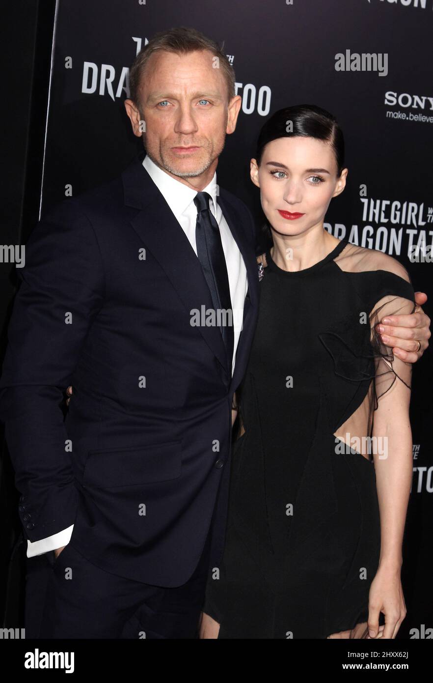 Daniel Craig and Rooney Mara attending 'The Girl With The Dragon Tattoo' premiere held at the Ziegfeld Theatre in New York, USA. Stock Photo