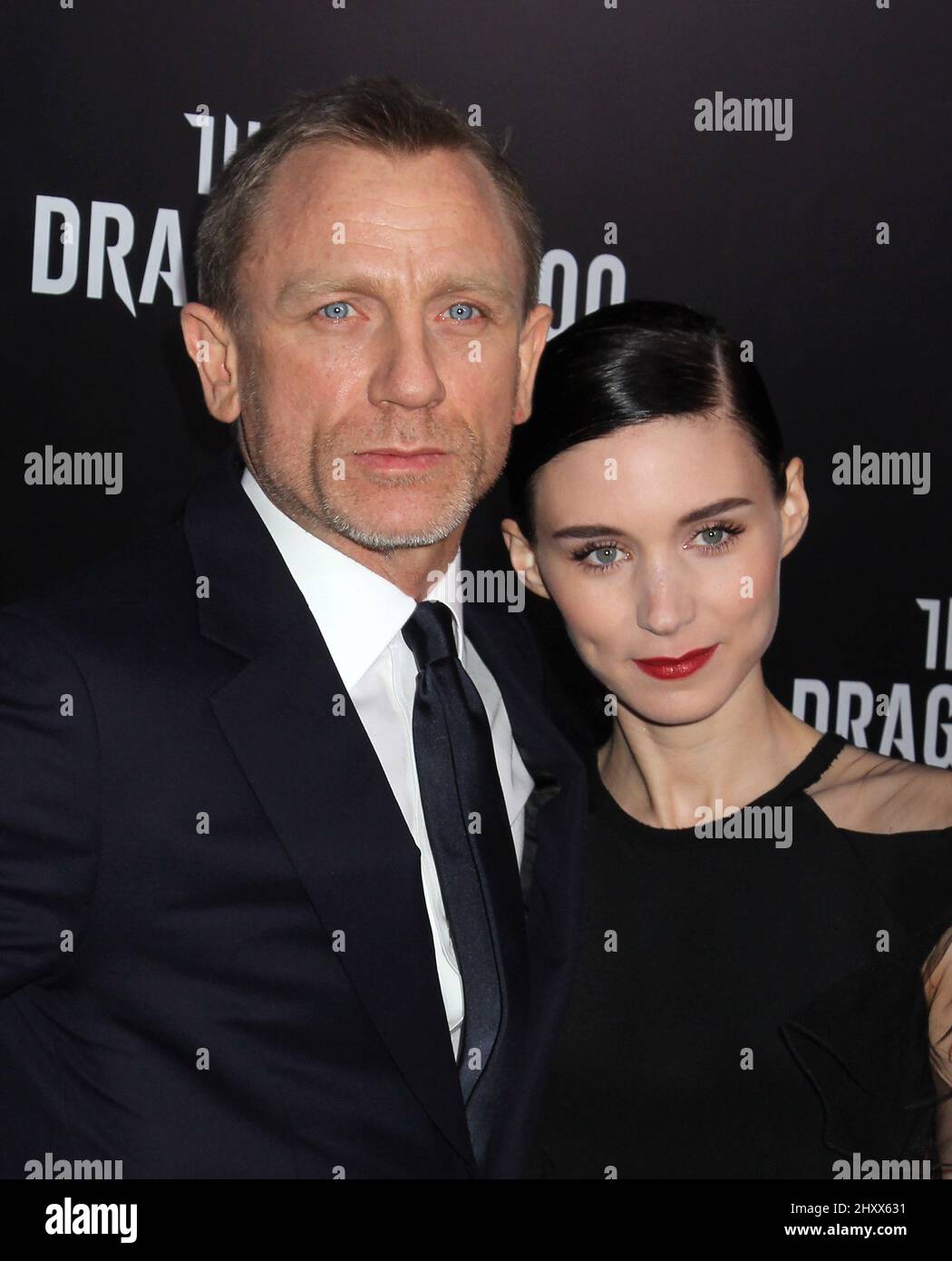 Daniel Craig and Rooney Mara attending 'The Girl With The Dragon Tattoo' premiere held at the Ziegfeld Theatre in New York, USA. Stock Photo