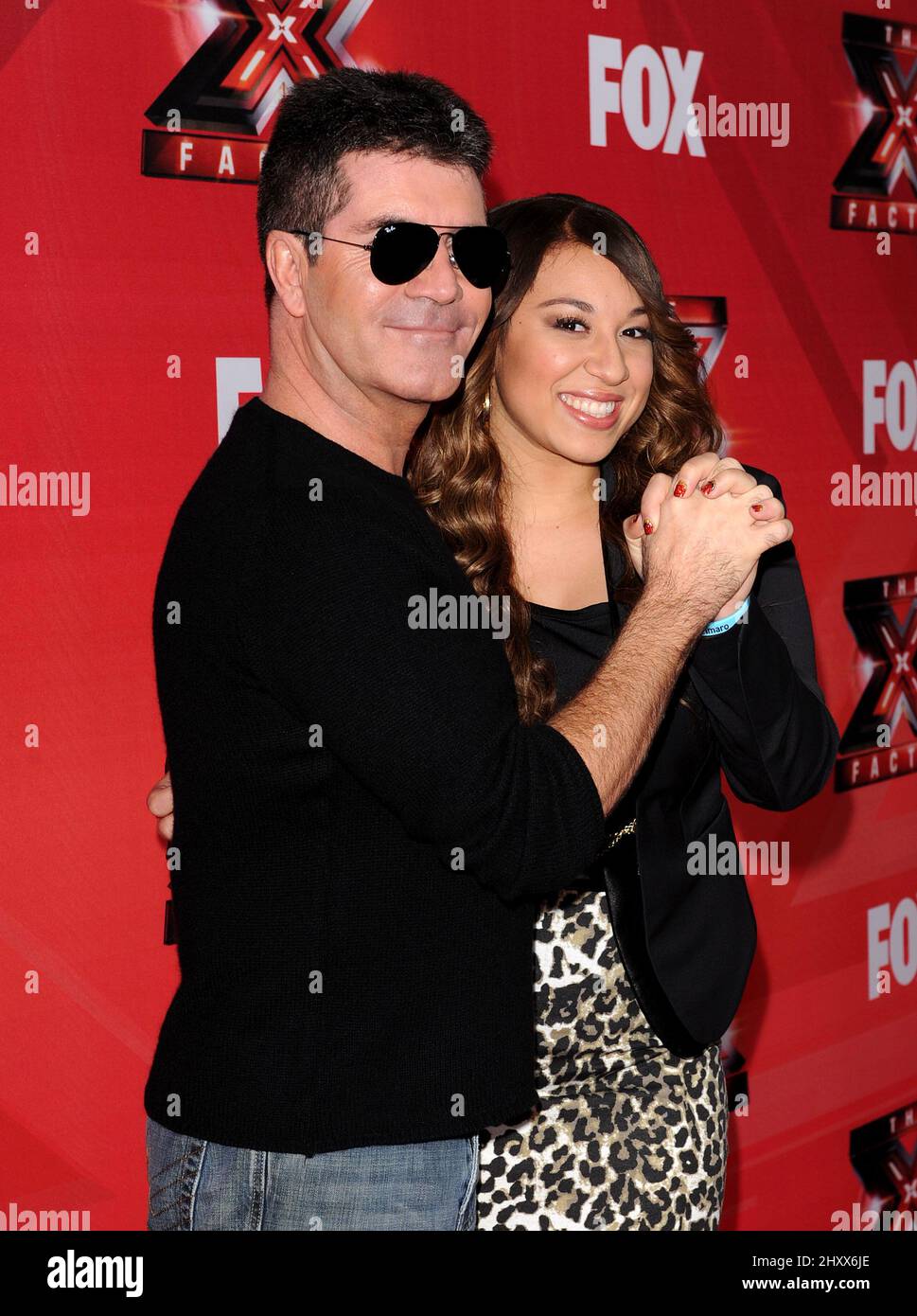 Simon Cowell and Melanie Amaro during 'The X Factor' Press Conference at CBS Television Center in Los Angeles, California Stock Photo