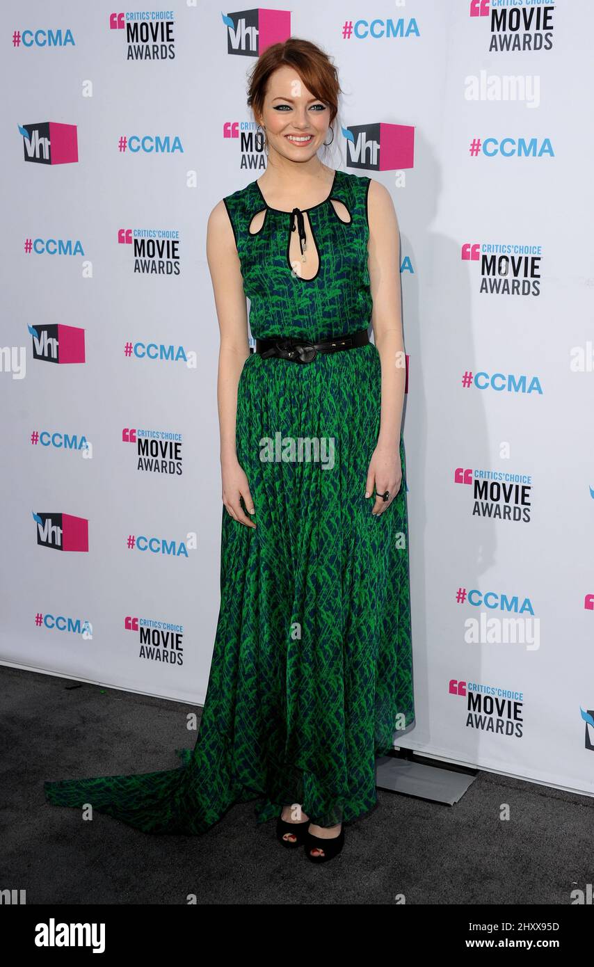 Emma Stone arriving at the 2012 Critics' Choice Movie held at the ...