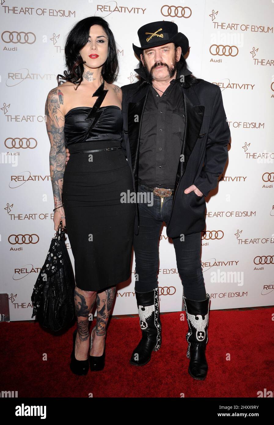 Kat Von D and Lemmy Kilmister at The Art of Elysium's 5th Annual Heaven Gala, held at the Historic Union on January 14, 2012, in Los Angeles Stock Photo - Alamy