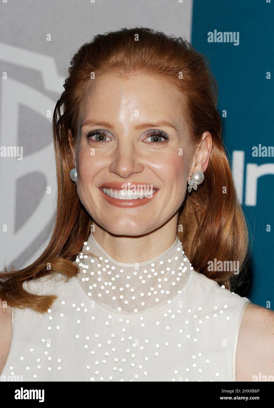 Jessica Chastain arriving at the 2012 "WB/Instyle" Post Golden Globe