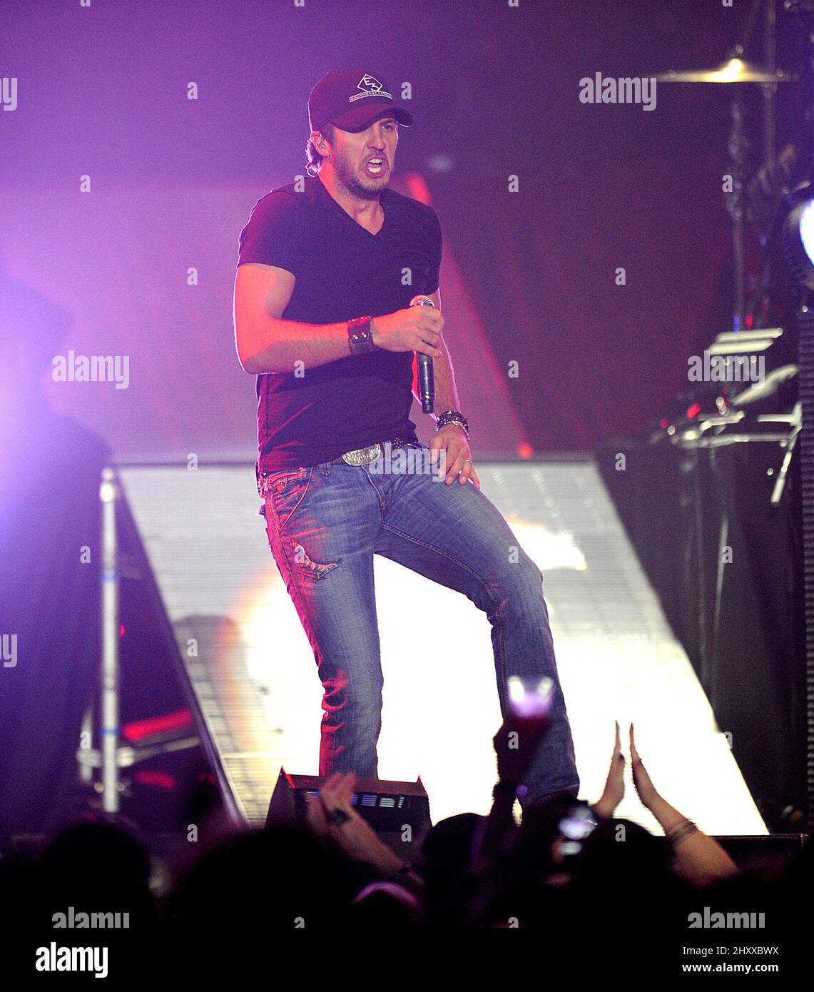 Luke Bryan during the 2012 My Kinda Party Tour stops at the Crown Coliseum, North Carolina Stock Photo