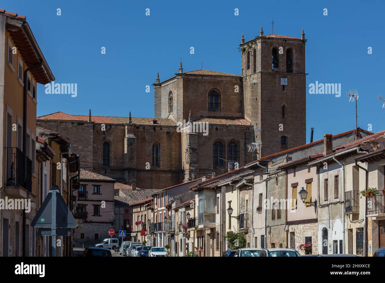 The Collegiate Santa Ana in the town of Pena Aranda de Duero,  houses a religious museum inside. Burgos. Spain. Stock Photo