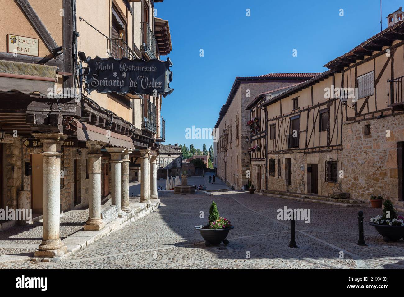 The medieval town of Pena Aranda de Duero, one of the most beautiful villages of Burgos, Spain. Stock Photo