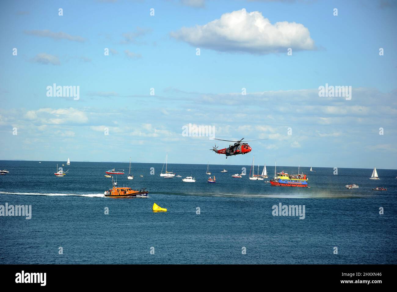 Royal Navy Sea King and R.N.L.I lifeboats in a joint demonstration