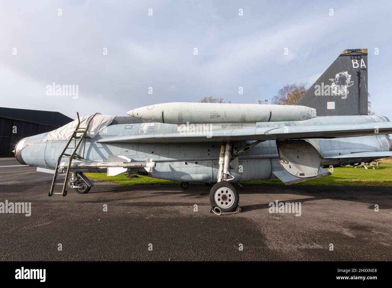 York.Yorkshire.United Kingdom.February 16th 2022.A Lightning F6 fighter plane is on display at the Yorkshire air museum Stock Photo